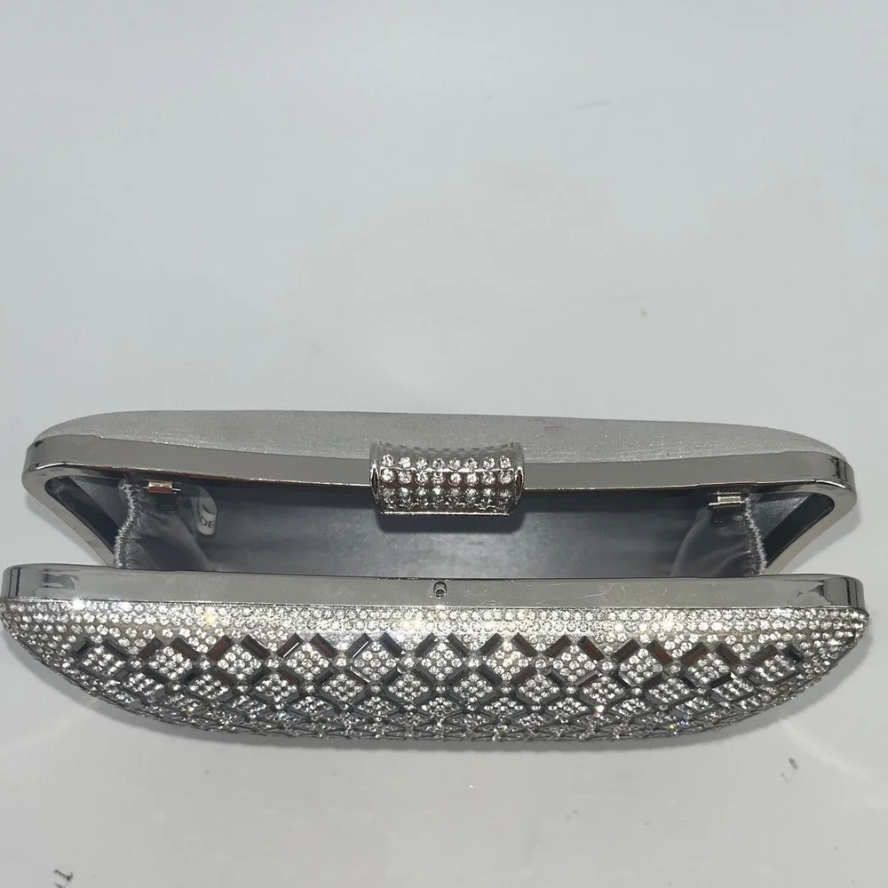 Silver Rhinestone Evening Clutch Bag Party Prom Wedding‎ Cocktail Sparkly